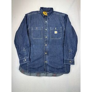 Carhartt Men's Relaxed Fit Denim Lined Snap Shirt Jacket XXL NWT